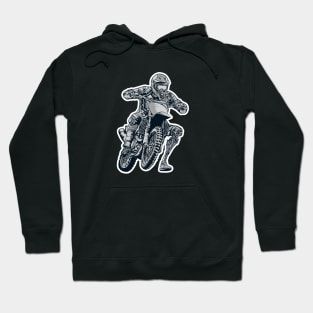 CYBORG HUMAN RIDING A CROSS MOTORCYCLE Hoodie